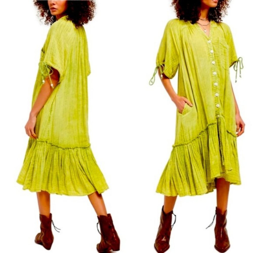 FREE PEOPLE MAYA Midi Shirtdress-Sz S-New